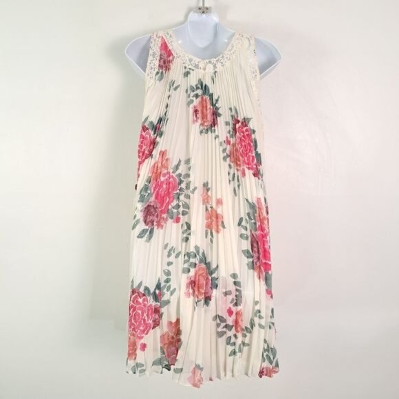 Free People Floral Lace Acordian Pleated Tent Swing Dress - Picture 3 of 8